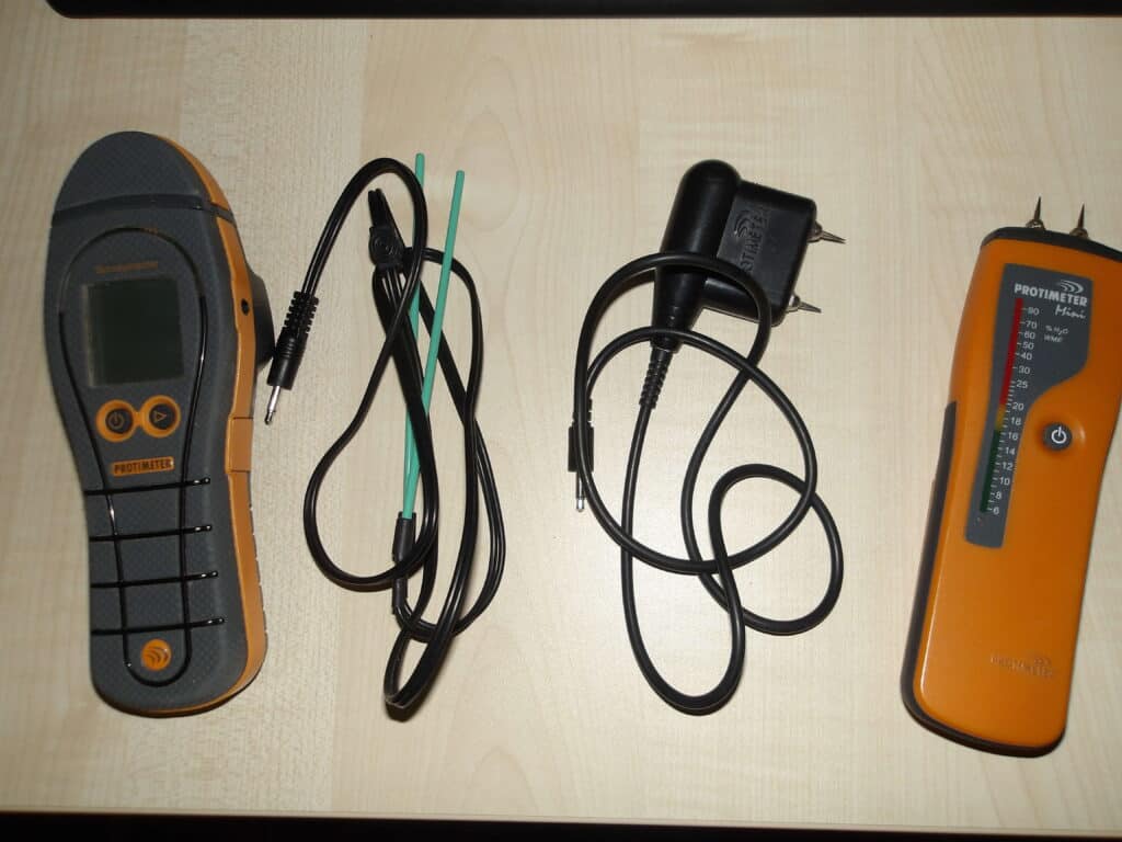 Moisture metres used for building surveys and moisture detection.